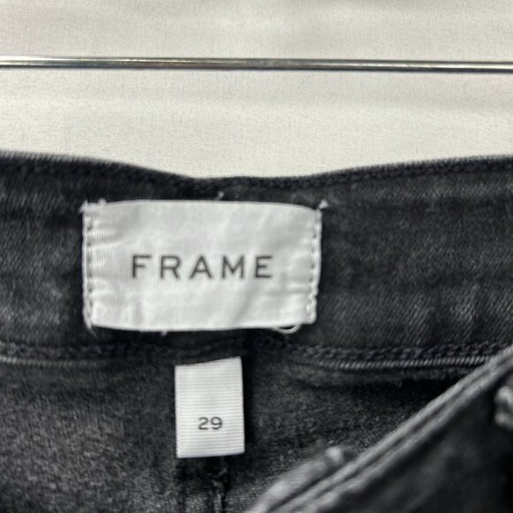 FRAME Le Crop Slim Bootcut Jeans Womens Size 29 Black Raw Edge Denim Mid Rise - Picture 12 of 16